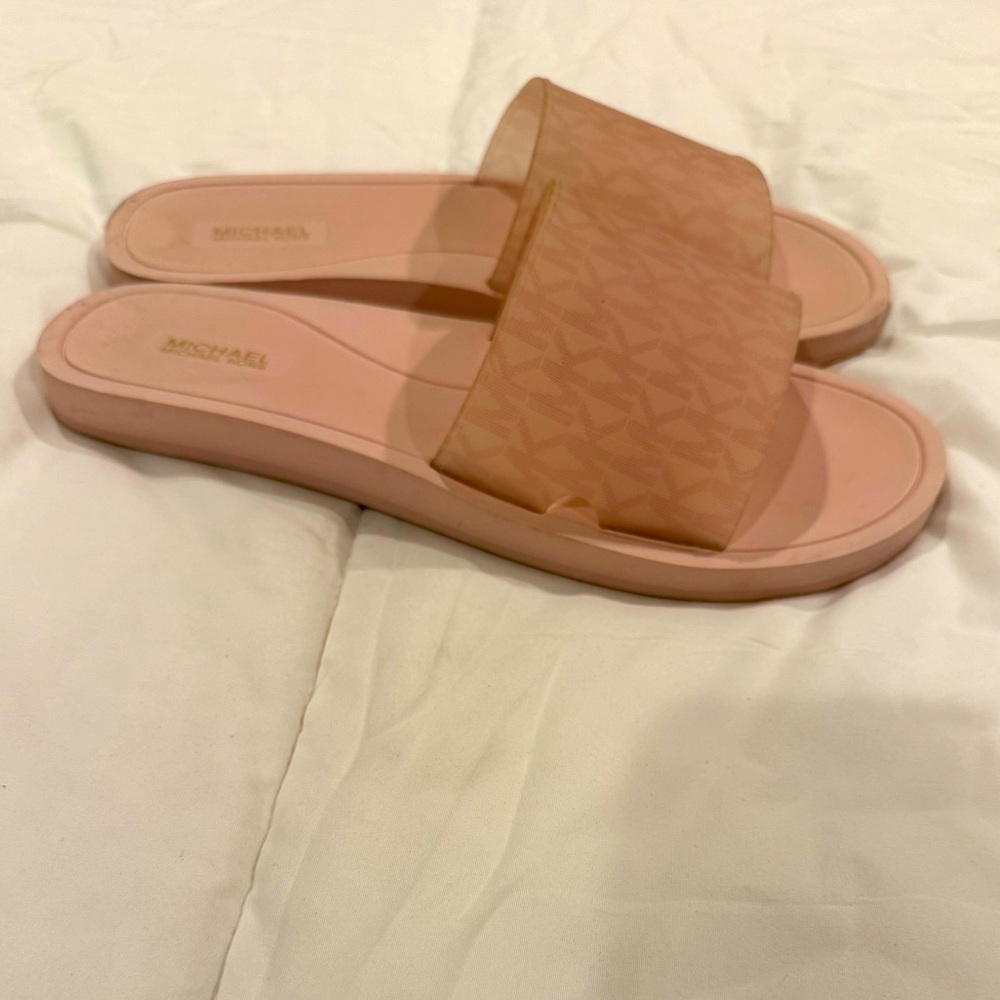 **Michael Kors Pink Transparent Slides – Size 10**